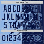 Custom Graffiti Pattern Navy-Light Blue 3D Scratch Two-Button Unisex Softball Jersey