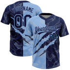 Custom Graffiti Pattern White Navy-Crimson 3D Scratch Two-Button Unisex Softball Jersey