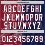 Custom Graffiti Pattern White Navy-Crimson 3D Scratch Two-Button Unisex Softball Jersey