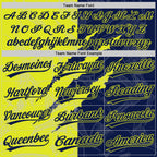 Custom Graffiti Pattern Navy-Neon Yellow 3D Scratch Two-Button Unisex Softball Jersey