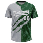 Custom Graffiti Pattern White Green-Gray 3D Scratch Two-Button Unisex Softball Jersey