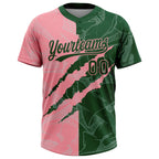 Custom Graffiti Pattern Green-Medium Pink 3D Scratch Two-Button Unisex Softball Jersey
