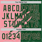 Custom Graffiti Pattern Green-Medium Pink 3D Scratch Two-Button Unisex Softball Jersey