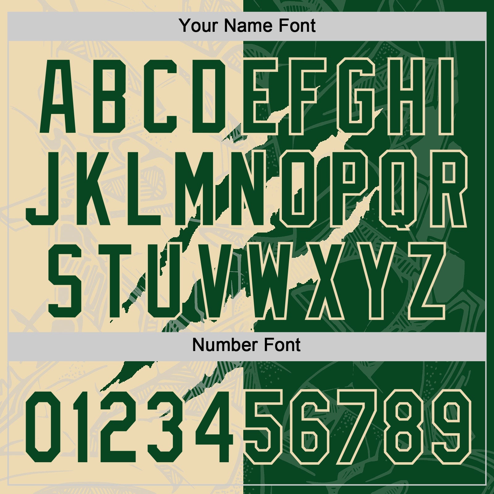 Custom Graffiti Pattern Green-Cream 3D Scratch Two-Button Unisex Softball Jersey