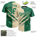 Custom Graffiti Pattern Kelly Green-Cream 3D Scratch Two-Button Unisex Softball Jersey