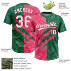 Custom Graffiti Pattern White Kelly Green-Neon Pink 3D Scratch Two-Button Unisex Softball Jersey