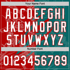 Custom Graffiti Pattern White Teal-Red 3D Scratch Two-Button Unisex Softball Jersey