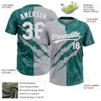 Custom Graffiti Pattern White Teal-Gray 3D Scratch Two-Button Unisex Softball Jersey