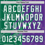 Custom Graffiti Pattern White Purple-Kelly Green 3D Scratch Two-Button Unisex Softball Jersey
