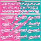 Custom Graffiti Pattern White Aqua-Pink 3D Scratch Two-Button Unisex Softball Jersey