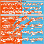 Custom Graffiti Pattern White Sky Blue-Orange 3D Scratch Two-Button Unisex Softball Jersey