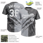 Custom Graffiti Pattern White Steel Gray-Gray 3D Scratch Two-Button Unisex Softball Jersey
