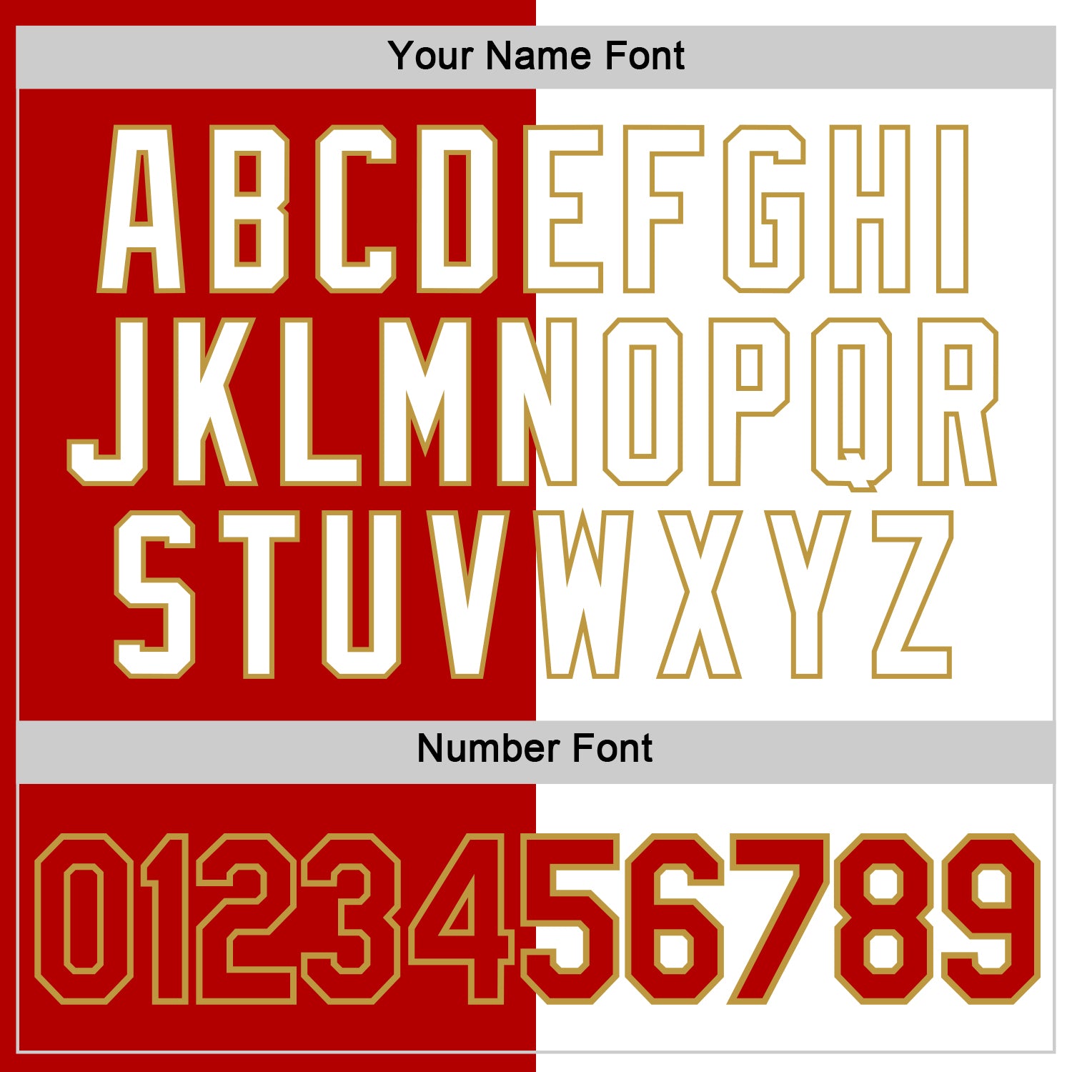 Custom Red White-Old Gold Split Fashion Performance T-Shirt