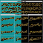 Custom Black Teal-Old Gold Split Fashion Performance T-Shirt