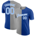 Custom Royal Light Blue-Gray Split Fashion Performance T-Shirt