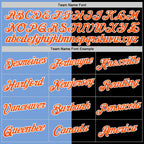 Custom Black Orange-Powder Blue Split Fashion Performance T-Shirt