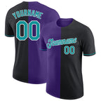 Custom Black Teal-Purple Split Fashion Performance T-Shirt