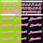 Custom Black Pink-Neon Green Split Fashion Performance T-Shirt