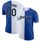 Custom Royal Black-Light Blue Split Fashion Performance T-Shirt