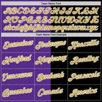 Custom Black Old Gold-Purple Split Fashion Performance T-Shirt