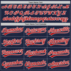 Custom Navy Red-White Split Ripped Pattern Baseball Pullover Sweatshirt Hoodie