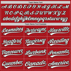 Custom Red White-Black Split Ripped Pattern Baseball Pullover Sweatshirt Hoodie