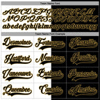 Custom Black Old Gold-White Split Fashion Hockey Lace Neck Jersey