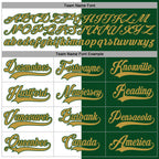 Custom Green Old Gold-White Split Fashion Hockey Lace Neck Jersey