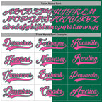 Custom Kelly Green Pink-White Split Fashion Hockey Lace Neck Jersey