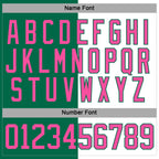 Custom Kelly Green Pink-White Split Fashion Hockey Lace Neck Jersey