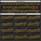 Custom Black Old Gold Split Ripped Pattern Baseball Pullover Sweatshirt Hoodie