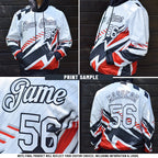 Custom Black Gray Split Ripped Pattern Baseball Pullover Sweatshirt Hoodie