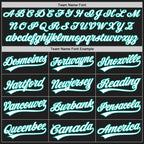 Custom Black White-Aqua Split Ripped Pattern Baseball Pullover Sweatshirt Hoodie