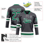 Custom Steel Gray Kelly Green-White Hockey Lace Neck Jersey