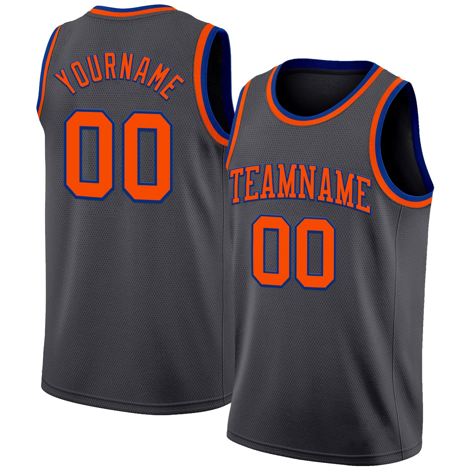 Custom Steel Gray Orange-Royal Authentic Basketball Jersey