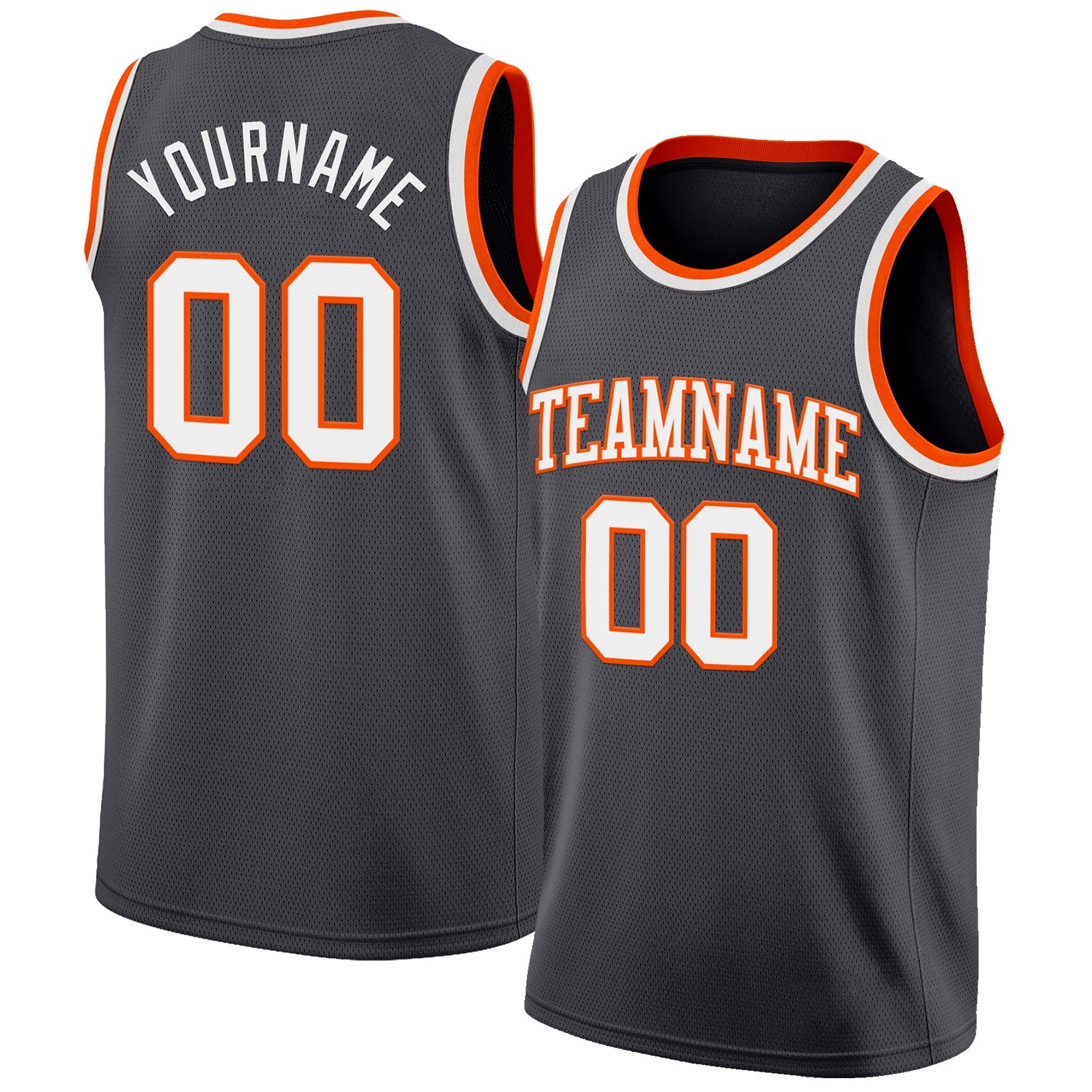 Custom Steel Gray White-Orange Authentic Basketball Jersey