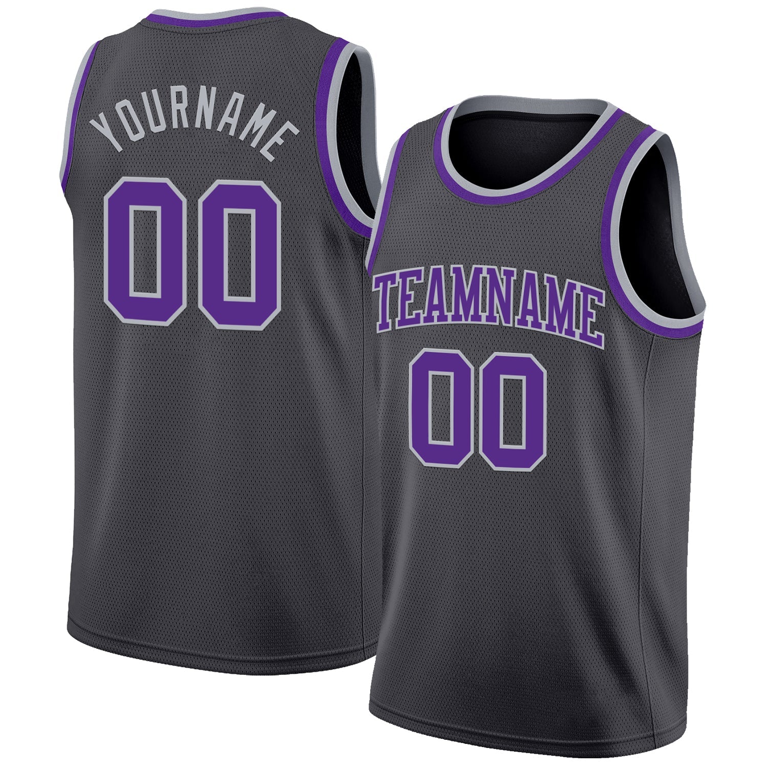 Custom Steel Gray Purple-Gray Authentic Basketball Jersey
