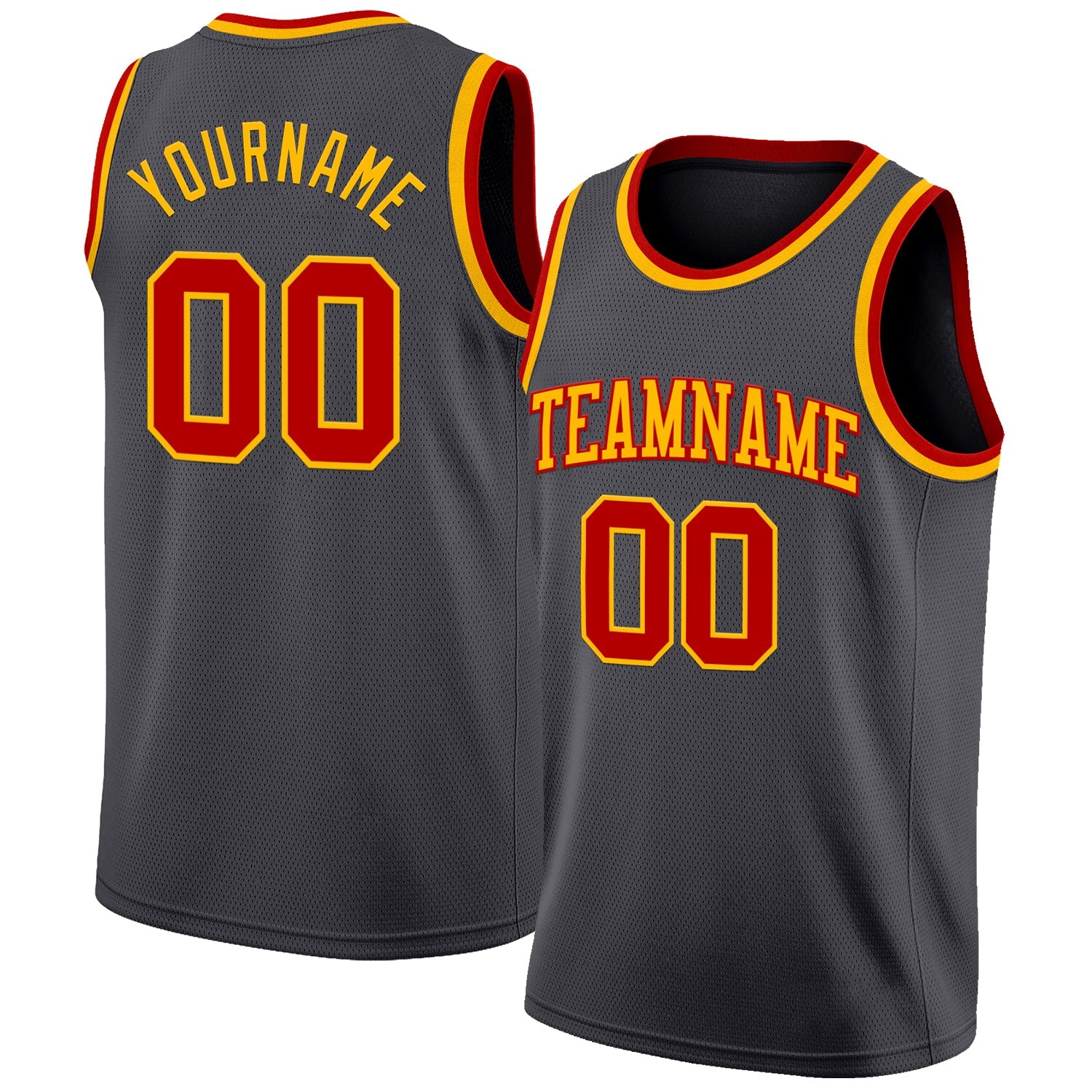 Custom Steel Gray Red-Gold Authentic Basketball Jersey