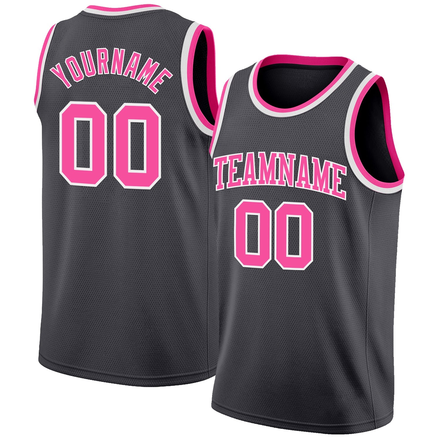 Custom Steel Gray Pink-White Authentic Basketball Jersey