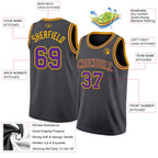 Custom Steel Gray Purple-Gold Authentic Basketball Jersey