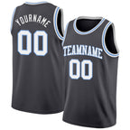 Custom Steel Gray White-Light Blue Authentic Basketball Jersey