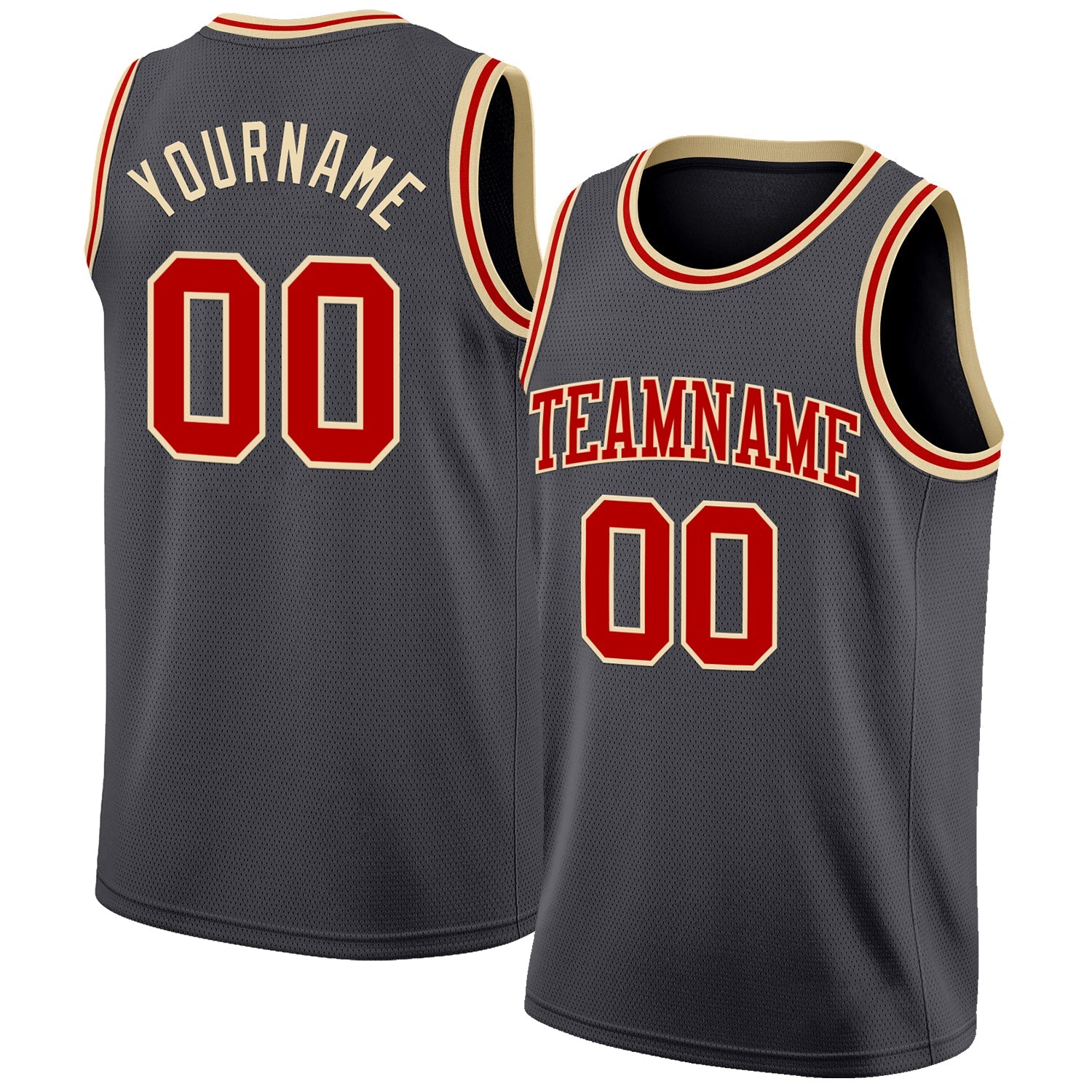 Custom Steel Gray Red-Cream Authentic Basketball Jersey