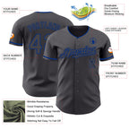 Custom Steel Gray Royal Authentic Baseball Jersey
