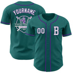 Custom Teal White-Purple Authentic Baseball Jersey