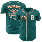Custom Teal White-Orange Authentic Baseball Jersey