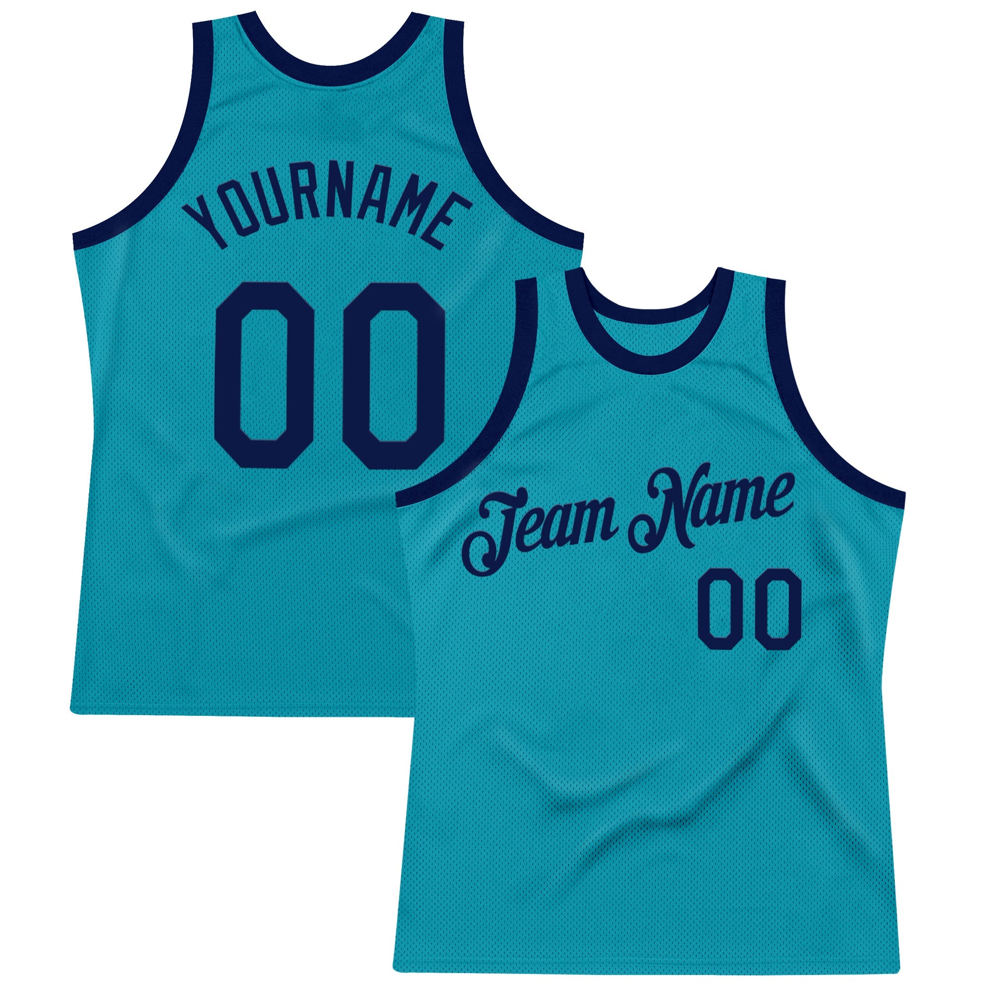 Custom Teal Navy Authentic Throwback Basketball Jersey