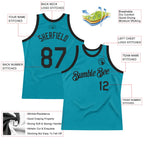 Custom Teal Black Authentic Throwback Basketball Jersey