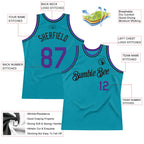 Custom Teal Purple-Black Authentic Throwback Basketball Jersey