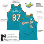 Custom Teal Black-Old Gold Authentic Throwback Basketball Jersey