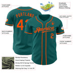 Custom Teal Orange Authentic Baseball Jersey